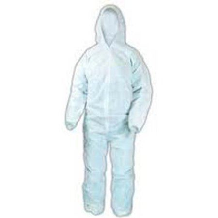 KEYSTONE SAFETY SMS Coverall, Elastic Wrists & Ankles, Attached Hood, Zipper Front, White, 3XL, 25/Case CVLSMSREG-HE-3XL